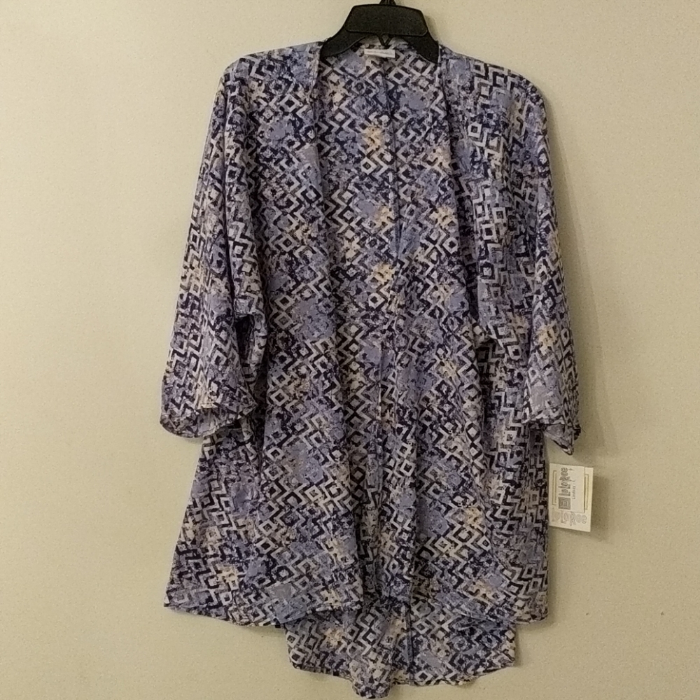 NWT Lularoe Lindsay Cardigan Large Purple & white